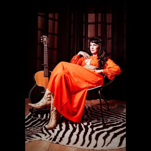 OSTI Vintage 70s Nylon Crepe Balloon Sleeve Coral Gown * Small - Picture 3 of 17